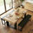 4-Person Dining Table Set With Rectangular Extendable Dining Table & 2 Upholstered Benches-1593570991