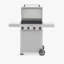  🎯NEW🔥 Barbecue à gaz au propane à 4 brûleurs avec zone de grillage, gril en acier inoxydable pour terrasse de 37 000 BTU, grilles en fonte, tablettes pliantes, support rabattable, corps en émail facile à nettoyer et roulettes pivotantes avec verrous, Mesa II 410FBZ