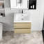 Meuble-lavabo de salle de bain, chêne naturel de 24 po, comptoir en résine, tiroirs à fermeture en douceur pour luxe et fonctionnalité moderne avec lavabo, armoire murale, tiroirs, éblouissement en chêne