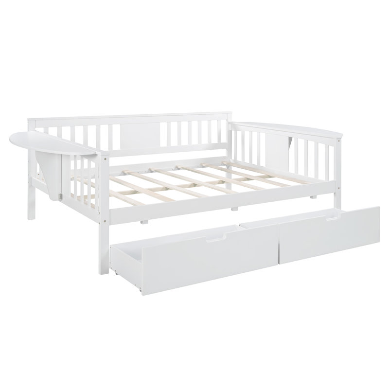 Full Size Daybed With Two Drawers, White