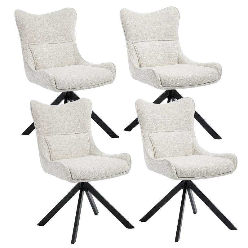 Upholstered Wingback Dining Chair, High‑Back Accent Side Chair with Lumbar Support, Steel Frame High‑Density Sponge Padded Chair for Dining Room Living Room