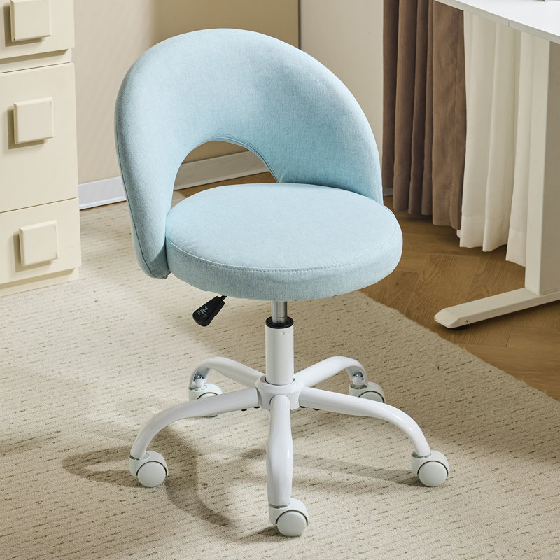 Chaise de bureau l 21 po avec roulettes, Bleu clair, Lin lin