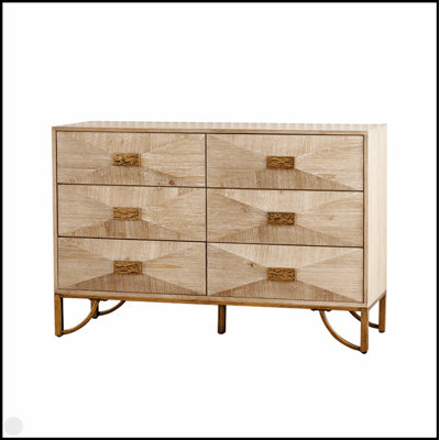 Commode moderne à 6 tiroirs avec motif élégant, rangement spacieux et design polyvalent pour la chambre à coucher et le salon