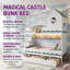 Lit superposé simple au-dessus de simple avec rangement pour escalier et éclairage DEL Magical Castle | Conception de maisonnette peu encombrante pour l'aventure-406654587