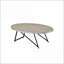 Table basse ovale en chêne gris avec base en métal - Style industriel pour le salon, conception robuste