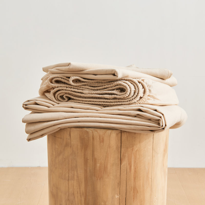 Linen Sheets Set, Beige, Full Sheet Set with 2 Pillowcases