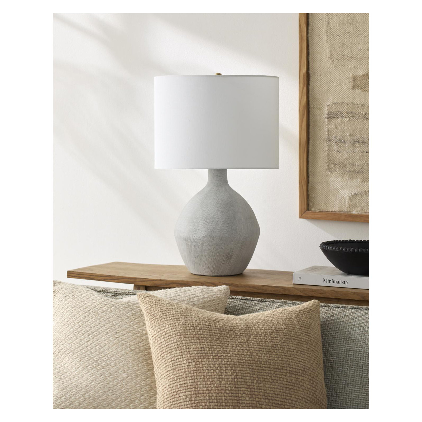 Hirotada Table Lamp, White, Gray