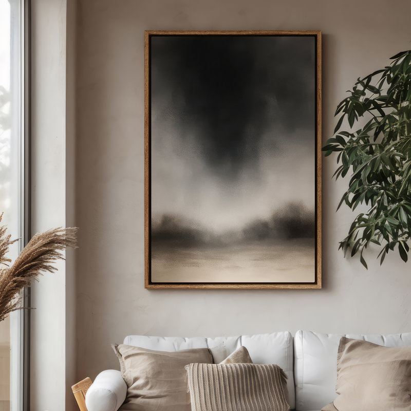 Art mural encadré, impression de paysage abstrait pour chambre à coucher - 16 po x 24 po, H 24 po x l 16 po, Naturel