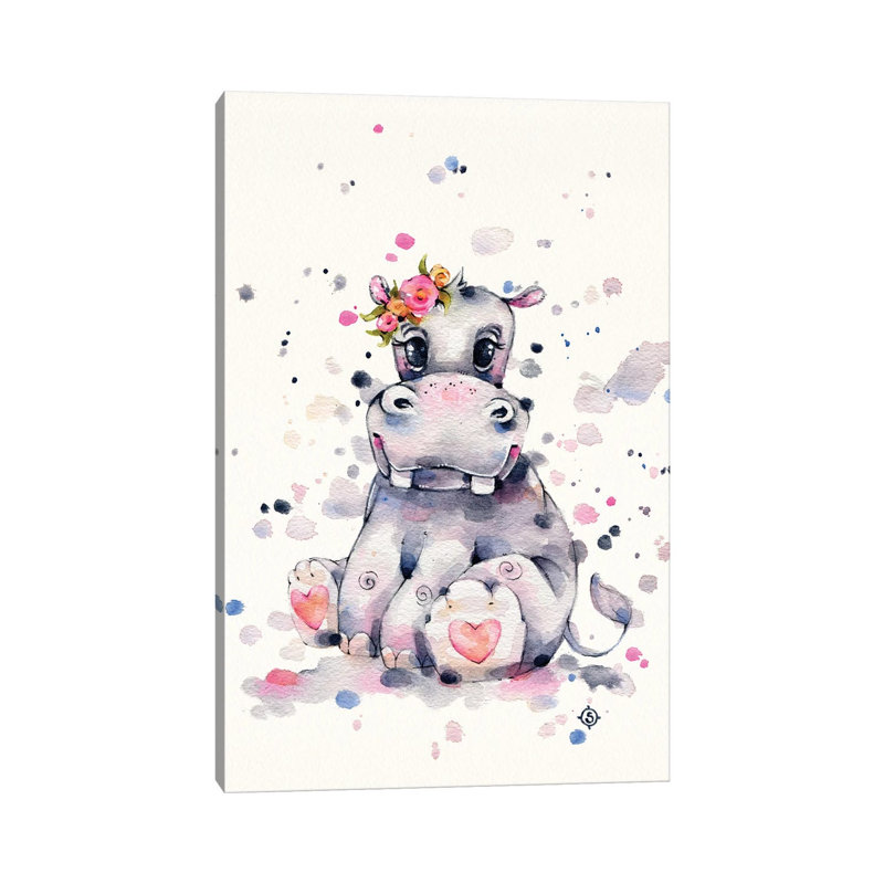 Sweet Hippo by Sillier Than Sally - Wrapped Canvas Painting, 152.5 cm H x 101.5 cm W