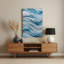 Abstrait paysage 32, art mural en métal bleu-680542945