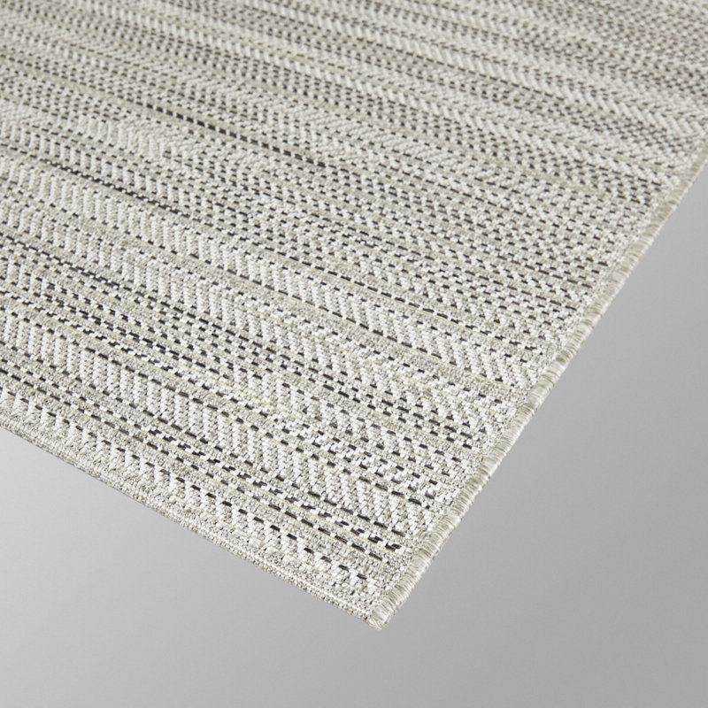 Tapis intérieur / extérieur crème / gris Barnard, Rectangle 7 pi 10 po x 10 pi