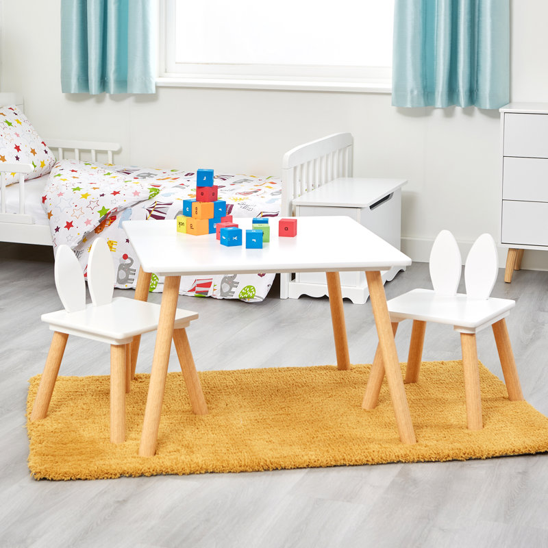 Kids Bunny Wooden Table & Two Chairs