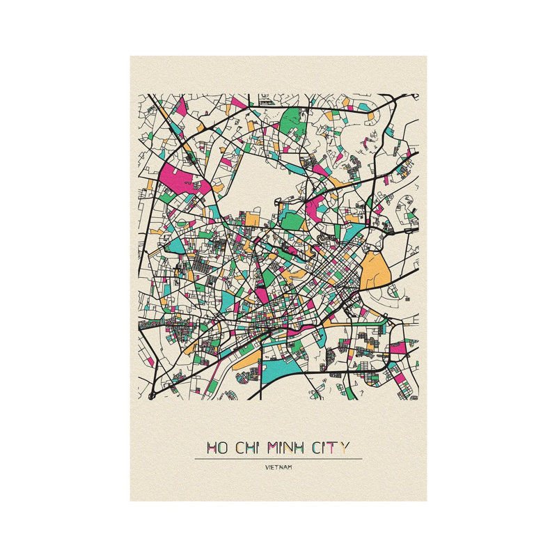 Ho Chi Minh City, Vietnam Map by Ayse Deniz Akerman - Wrapped Canvas Gallery-Wrapped Canvas Giclée