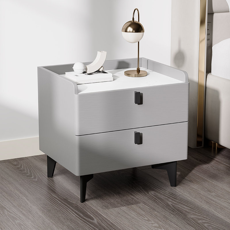 Table de chevet 2 tiroirs George, Gris