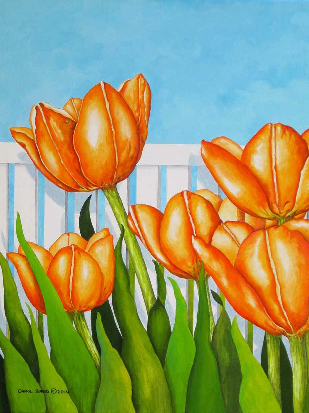 Orange Tulips Flowers - Diamond Paintings 