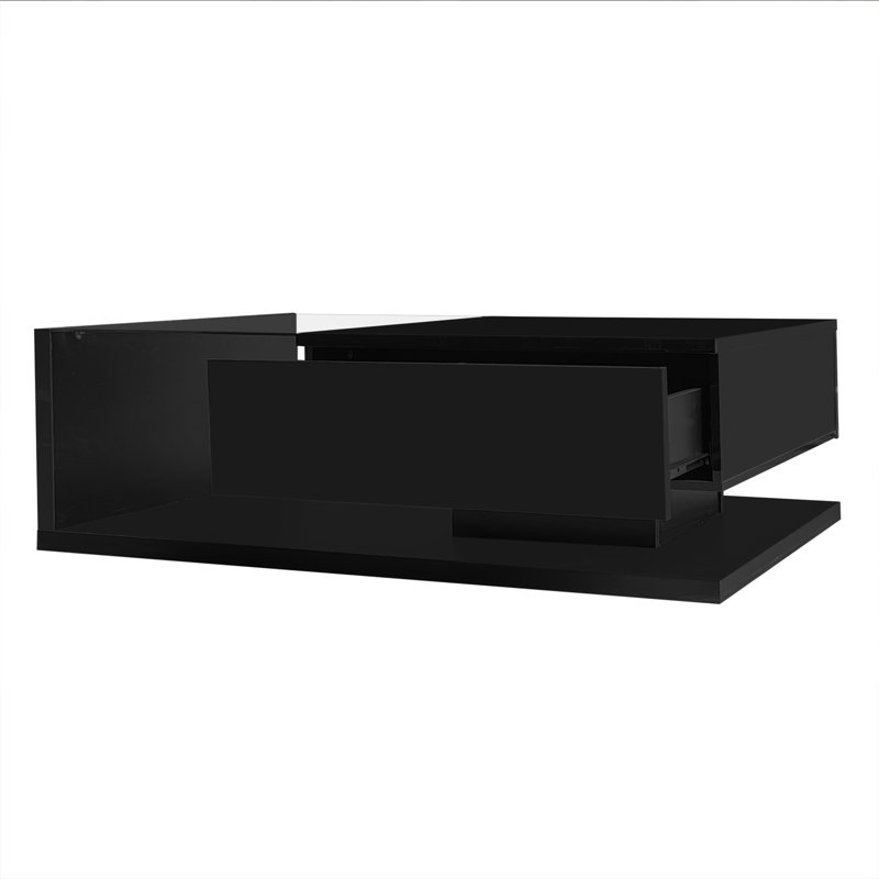 Solid Coffee Table with Storage, Black