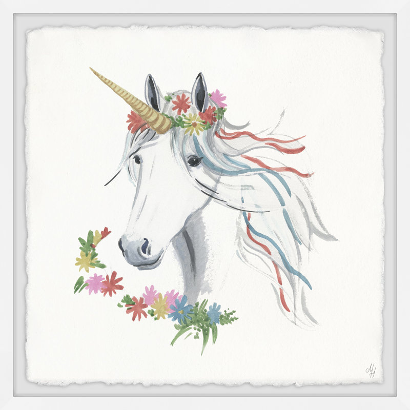 Creswell Rainbow Unicorn V 1 Piece Single Picture Frame Painting, 51cm H x 51cm W