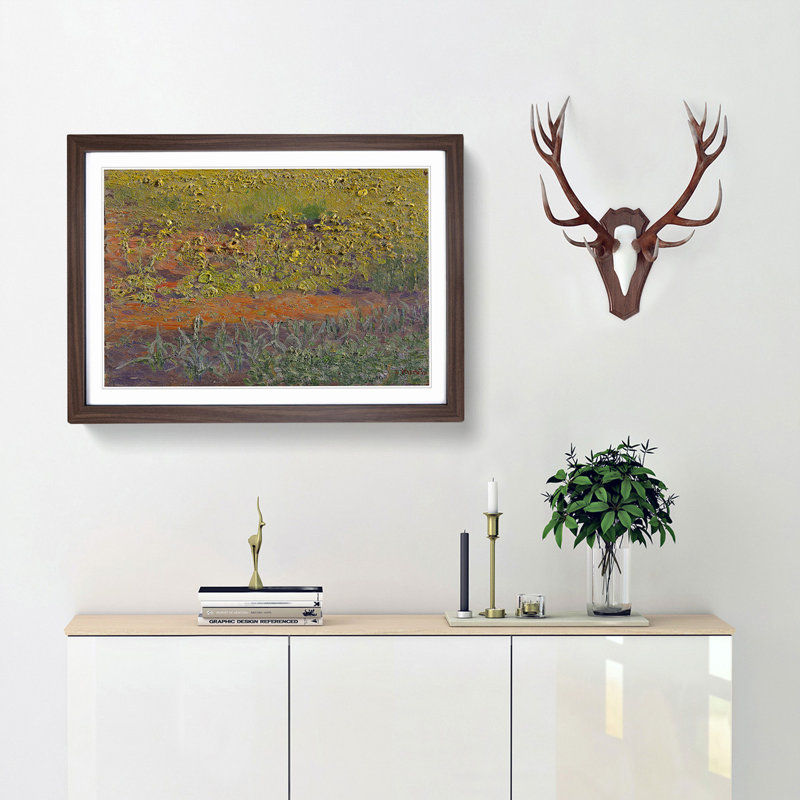 Rapeseed Field by Kuroda Seiki - Picture Frame Painting Print, 27cm H x 36cm W x 2cm D, Walnut Framed