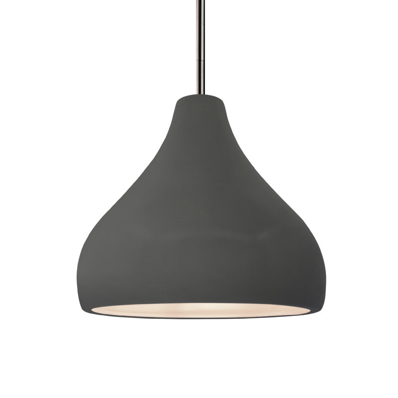 Luminaire suspendu à 1 lumière Meydan, H 8 po x l 11,5 po x P 11,5 po, Gris brillant, Nickel brossé