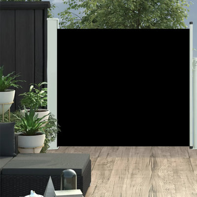 Dakota Fields 300cm W x 100cm D Fabric Black Cover Motorised Retractable Side Awning