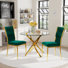 Glass Round Dining Table Set with Luxury Velvet Upholstered Dining Chairs