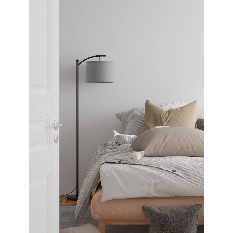 Lampe sur pied traditionnelle Clion, Gris / noir