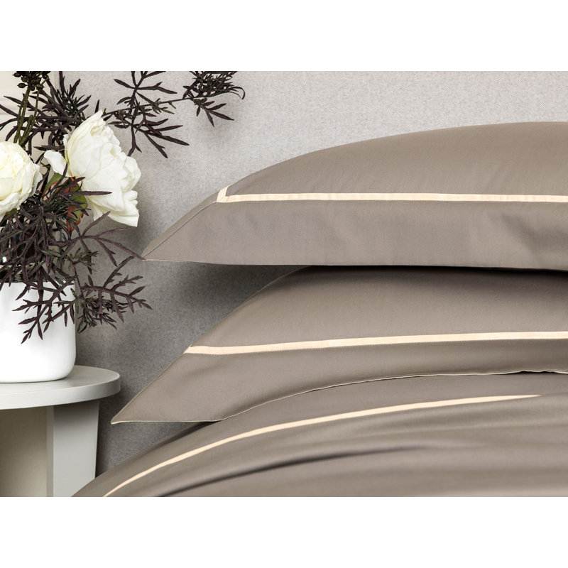 Plaza Sateen Duvet Cover, Twin Duvet Cover, Brown/Beige