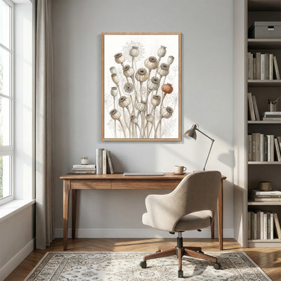 Poppy Seed Pods in Sepia Tones Canvas Wall Art