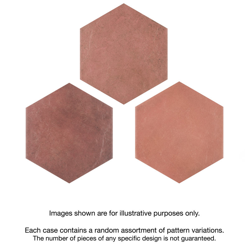 Heritage Hex 7" x 8" Porcelain Stone Look Wall & Floor Tile, Wine