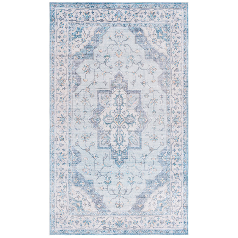 Arizona 218 Area Rug In Light Blue / Ivory, Rectangle 4' x 6'