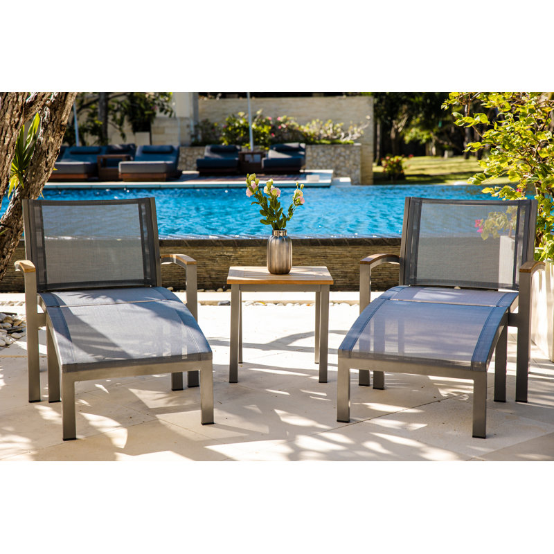 Soho 20" Teak Aluminum Outdoor Tall Square Side Table, Silver
