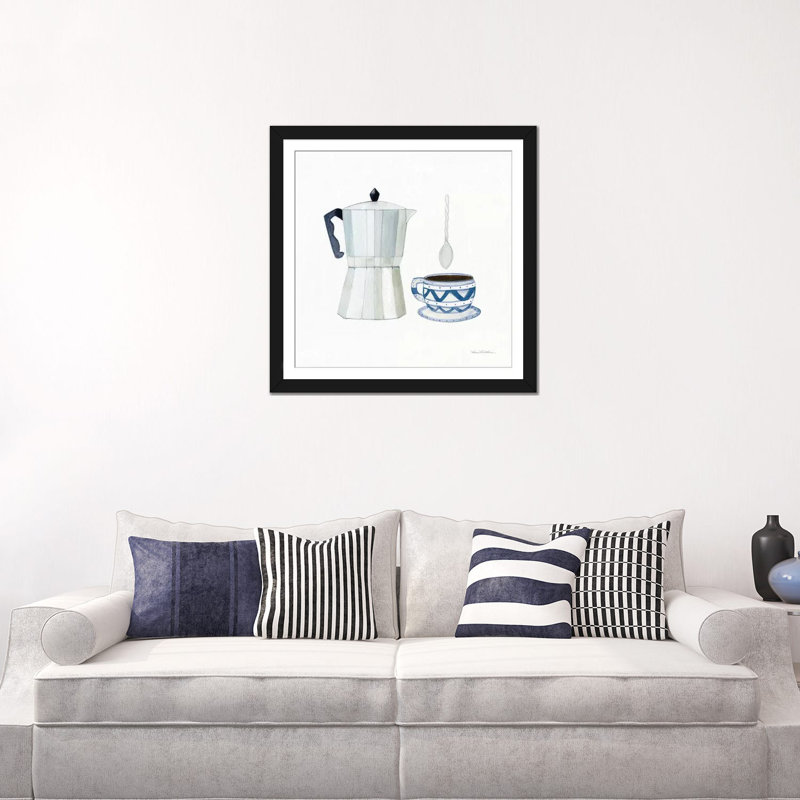 «Coffee Break VII», reproduction sur toile tendue, Papier d'art encadré noir, Blanc, H 24 po x l 24 po x P 1 po