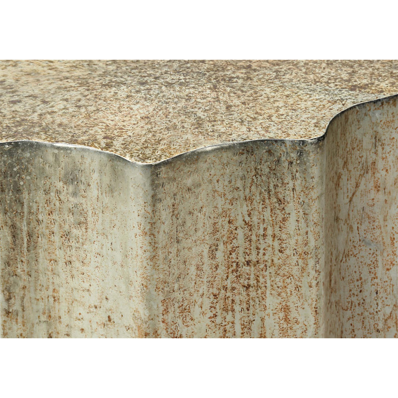 Table d'appoint tambour contemporaine en métal avec motif festonné, pour le décor du salon et de la chambre à coucher, Cuivre