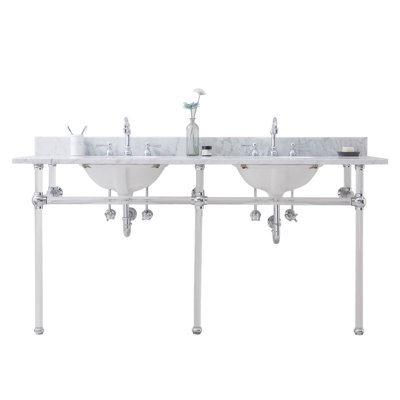 Empire Stone Oval Console Bathroom Vanity with Faucet and Overflow