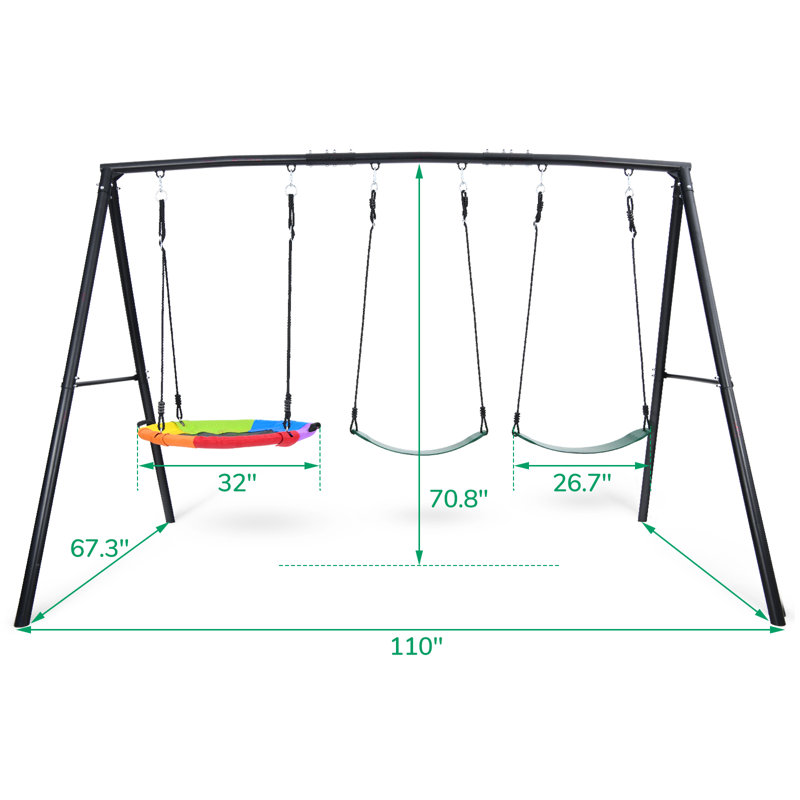 Portique avec soucoupe et 2 balançoires à ceinture 500Lbs