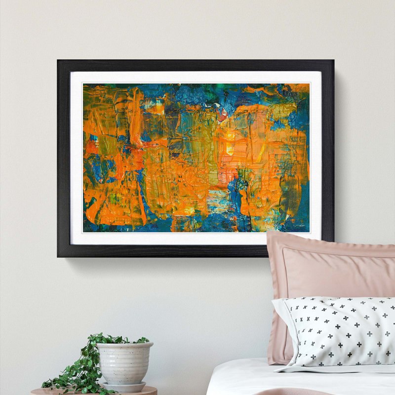 Abstract Art Painting Vol.88 by S.Johnson - Picture Frame Painting Print, 62cm H x 87cm W x 2cm D, Black Framed