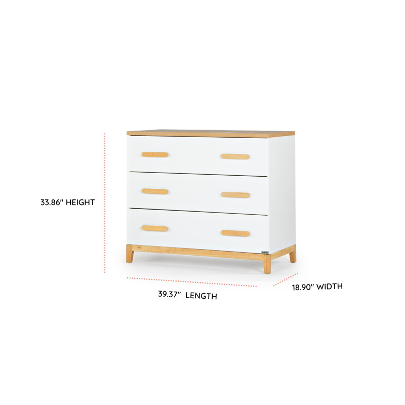 Lala Little 3-drawer dresser, White/Red Oak