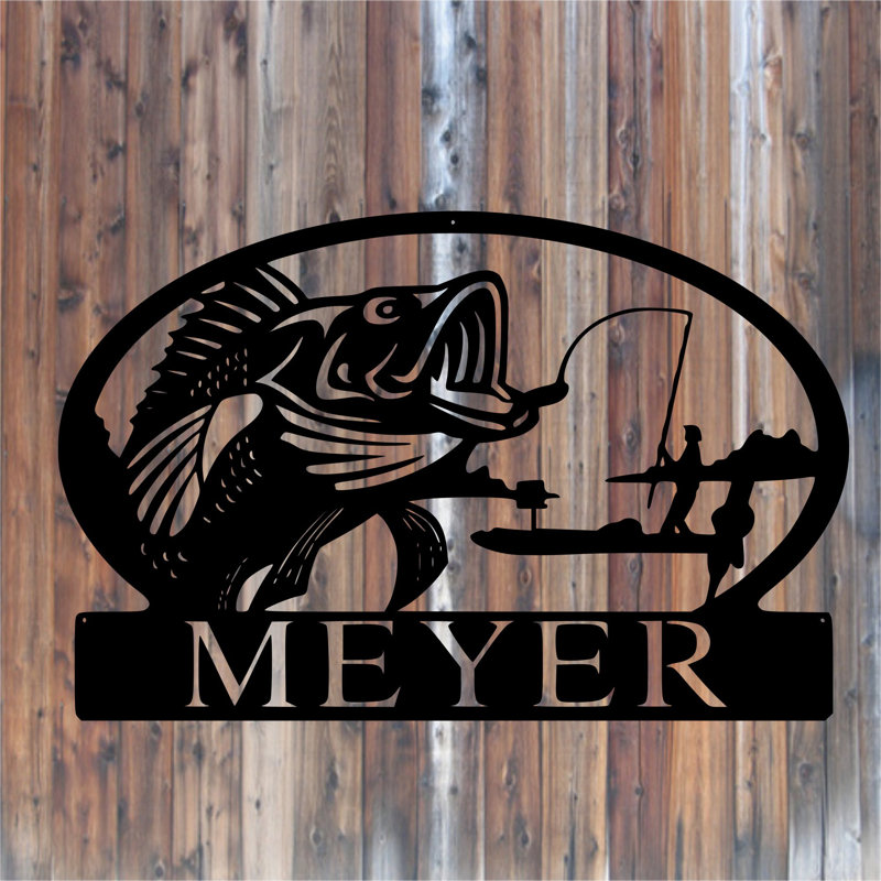 Décoration murale pêche monogramme, H 30 po x l 30 po x P 0,25 po, Oui