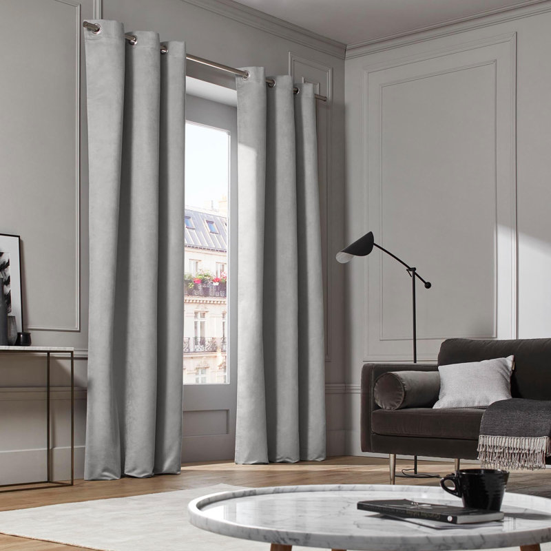 Room Darkening Curtain Single Panel, Width 145 x Drop 280cm, Pale Grey