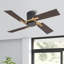 Ventilateur de plafond encastré 48 pouces 4 pales noir et brun avec télécommande, noir et or NAB-2072707659-2072707660