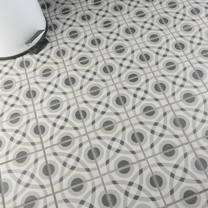 Twenties Mini Circle 4" x 4" Ceramic Patterned Wall & Floor Tile