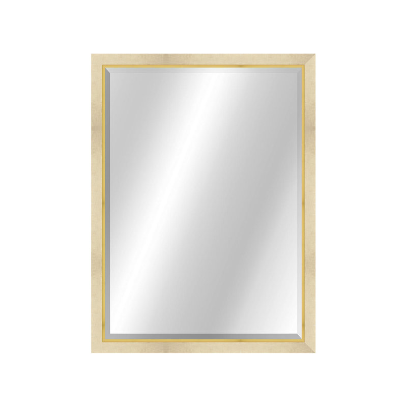 Metropolis II Rectangle Wall Mirror, White Wash/Gold, 43.75" x 33.75"