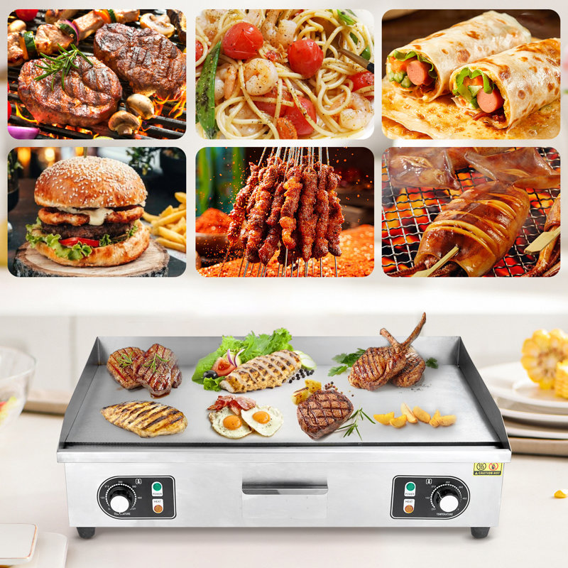 30 Inch Electric Griddle, Stainless Steel Flat Top Grill, 3000W, Adjustable Temp, Nonstick, Indoor