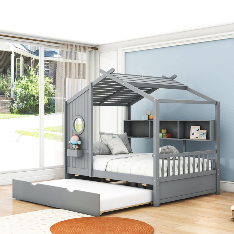 Lit de jour avec couchette simple Aaldrik, Gris, Double