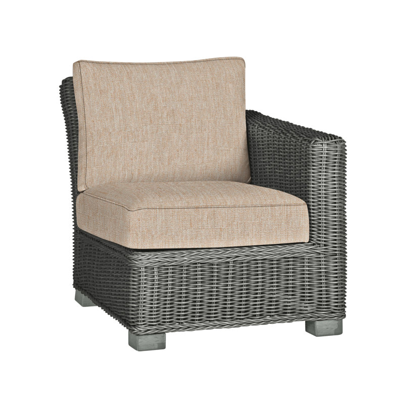Canapé modulaire d'extérieur en résine tressée rustique N-Dura, Gris ardoise, Welt, Toile sable