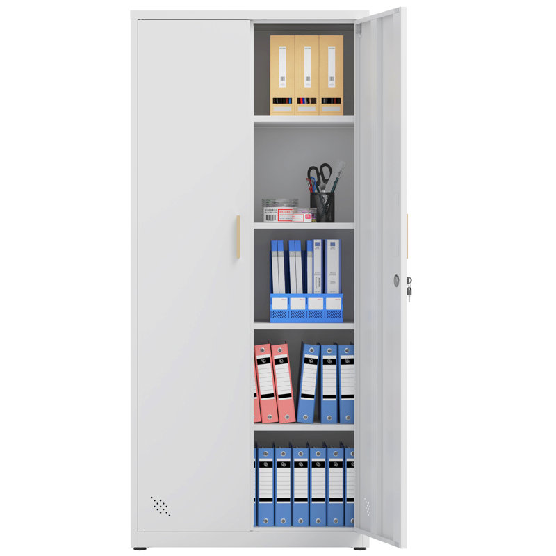 Armoires de rangement à verrou 69 po, armoire de rangement en acier avec 2 portes et 4 tablettes réglables, classeur en métal pour la maison, le bureau et le garage