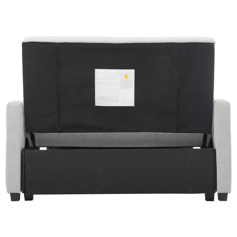 2 Seater Linen Sofa Bed, Light Grey