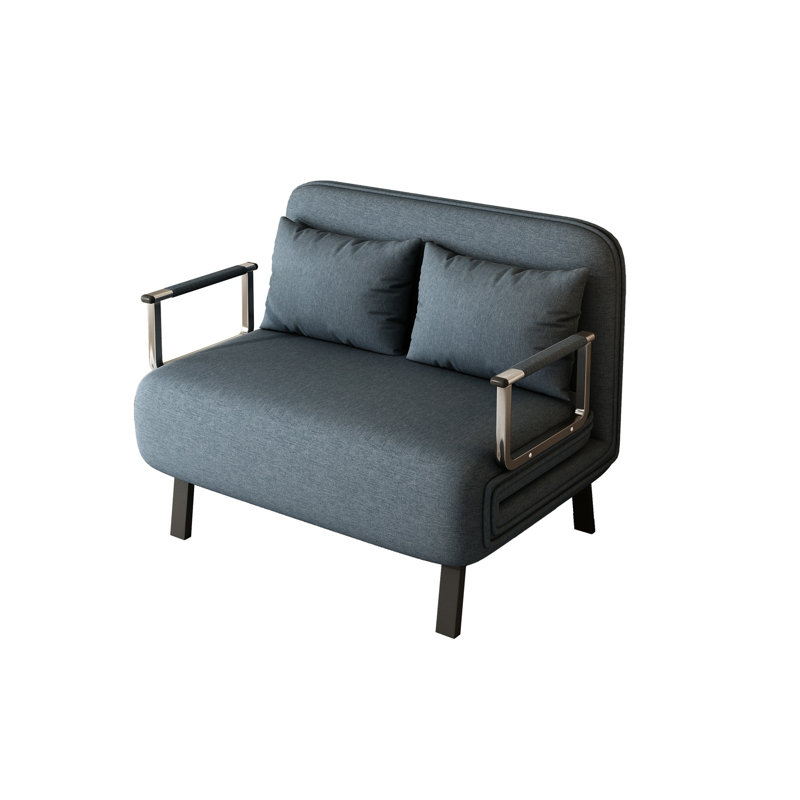 Conneaut Velvet Convertible Sofa, Dark Gray Velvet, 35.5" H x 55.1" W x 28.4" D