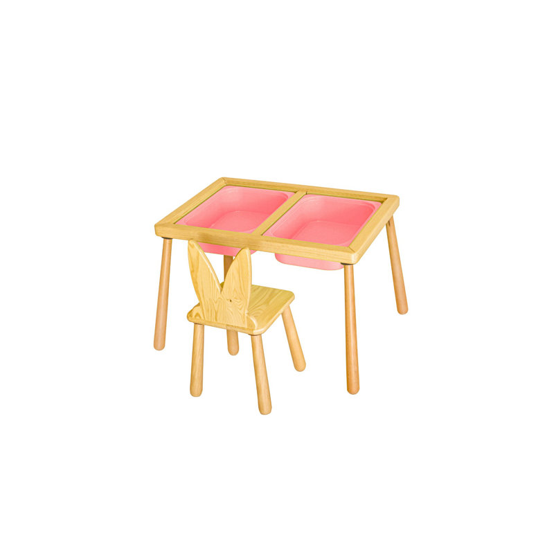 Ensemble de table pour enfants, rose, bois de pin massif, 29,9 po x 20,5 po x 29,1 po | Comprend 2 chaises (11,0 x 12,6 x 11,0 pouces) | Design moderne pour salle de jeux et chambre de bébé, mobilier durable et élégant pour enfants