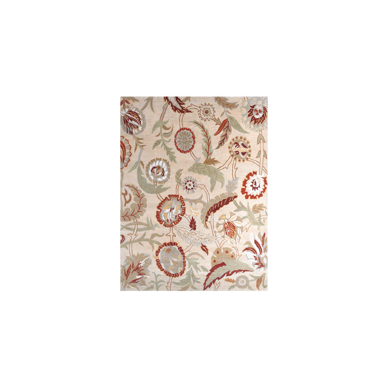 Classic Hand Knotted Wool Floral Area Rug, Rectangle 3' x 5'